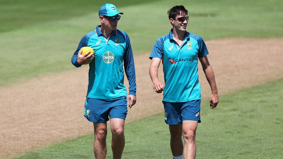 Pictured left to right, Australia cricket coach Andrew McDonald and captain Pat Cummins.