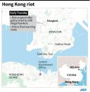 Map locating Mongkok in Hong Kong where police fired warning shots early Tuesday after street clashes