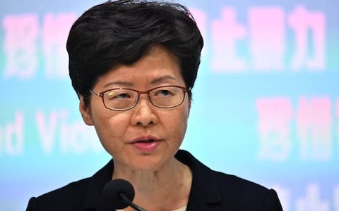 Hong Kong chief executive confirmed the ban on Friday - Credit: PHILIP FONG/AFP