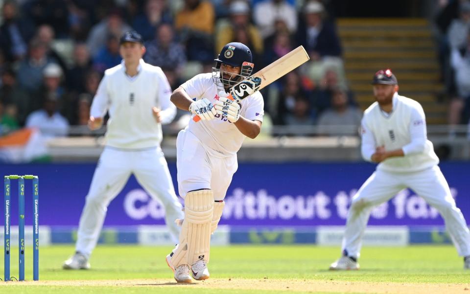 BIRMINGHAM, ENGLAND - JULY 01: India batsman Rishabh Pant in batting action during day one of the 5th Test match between England and India at Edgbaston on July 01, 2022 in Birmingham, England. - Stu Forster/Getty Images Europe