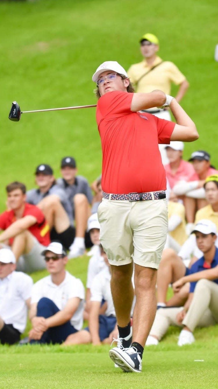 Cheboygan 18-year-old golf star PJ Maybank watches one of his drives during his time over in Japan for the recent Toyota Junior Golf World Cup. Maybank, who will play golf at the University of Oklahoma, will arrive in Norman on Aug. 16.