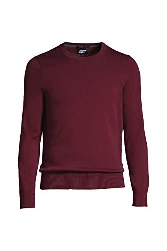 Lands' End Mens Supima Crewneck Sweater Rich Burgundy Regular Small