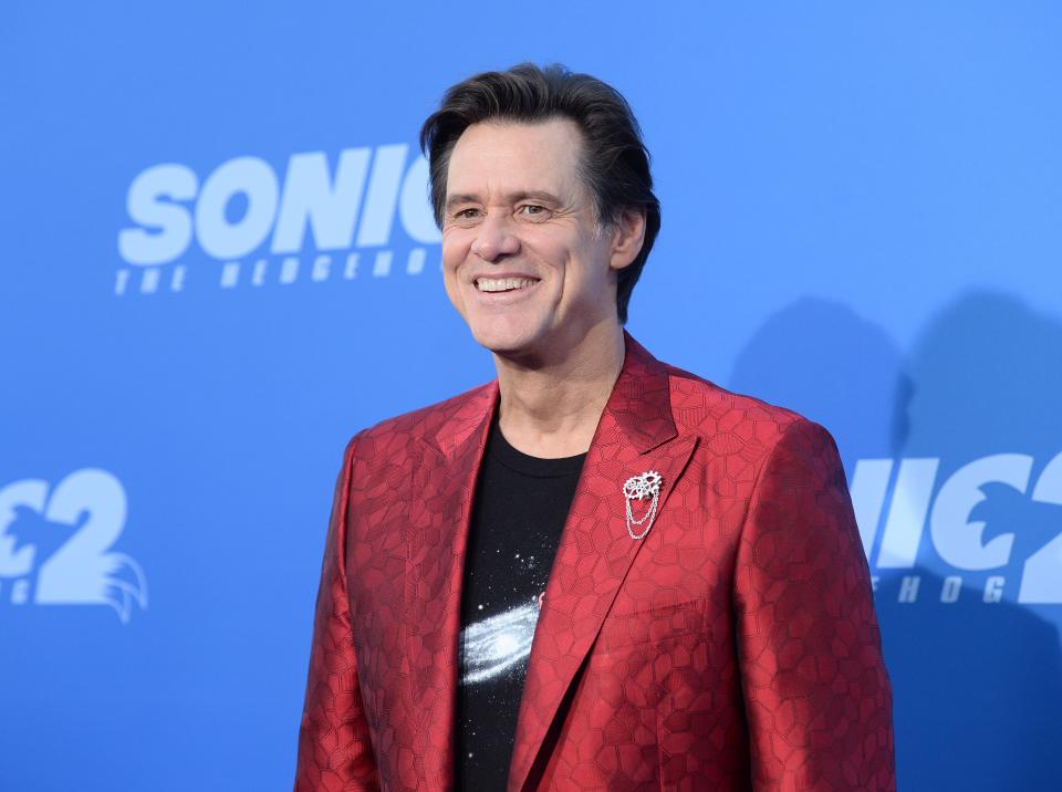 Jim Carrey at the Los Angeles Premiere Screening of "Sonic the Hedgehog 2" held at Regency Village Theatre on April 5th, 2022 in Los Angeles, California.
