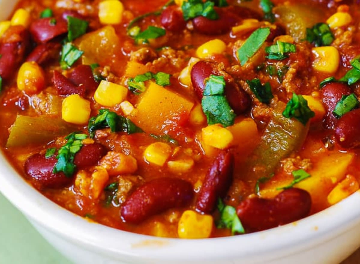 butternut squash chili with beef and beans