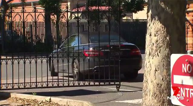 The man's car outside the school gates. Source: 7News