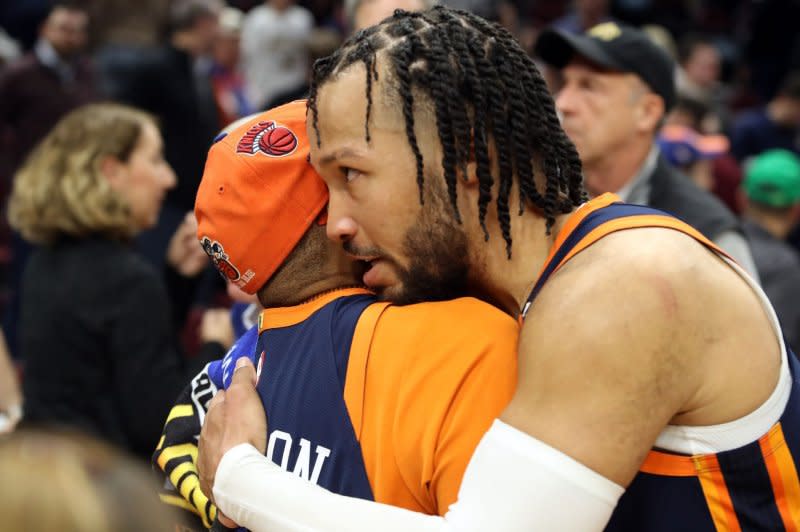 New York Knicks guard Jalen Brunson scored 24 points in the second half of a win over the Indiana Pacers in Game 2 of their Eastern Conference semifinals series Wednesday in New York. File Photo by Aaron Josefczyk/UPI