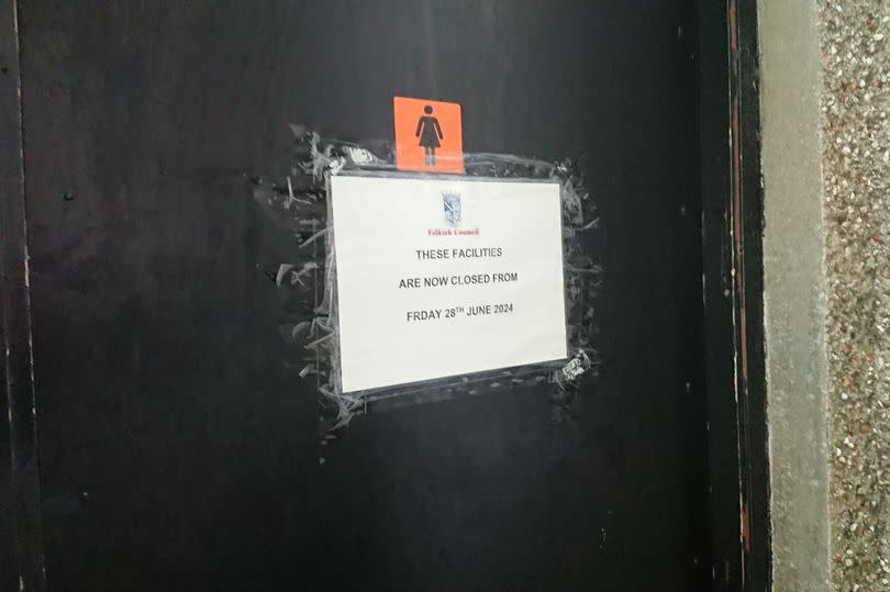 Blackness public toilets closure sign