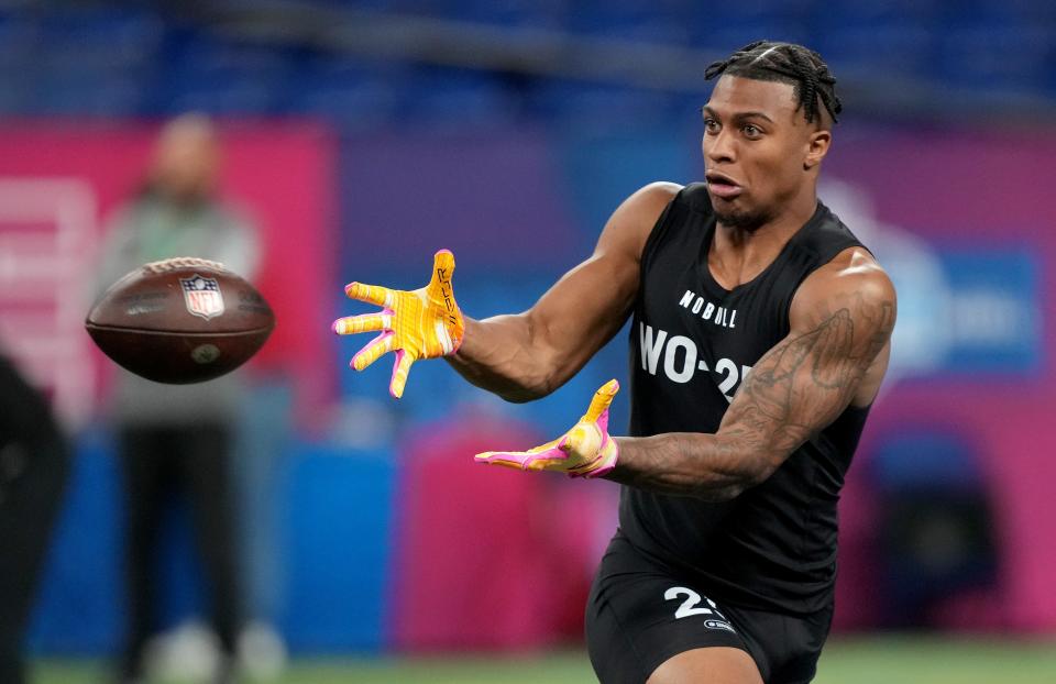 USC receiver Brenden Rice in action at the NFL Combine.