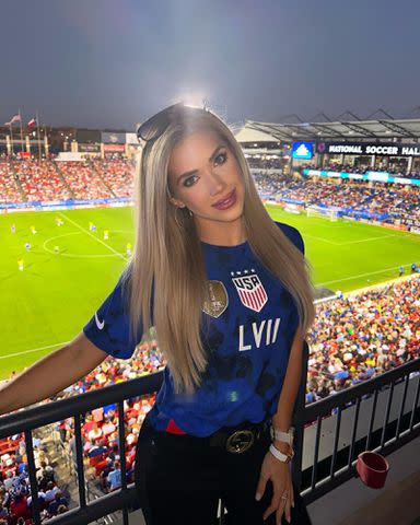 <p>Gracie Hunt Instagram</p> Clark Hunt's daughter Gracie Hunt at a USWNT soccer game.