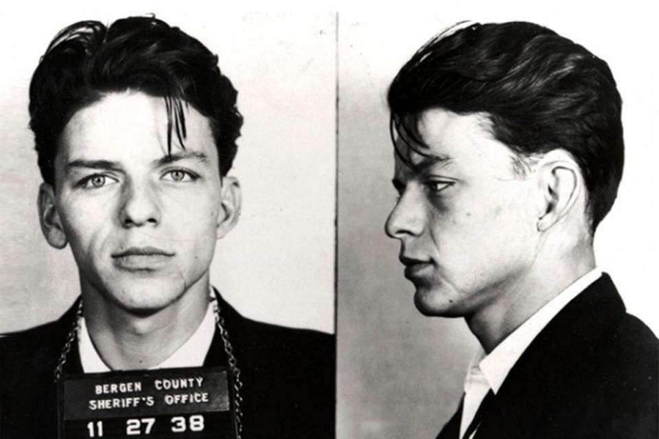 Singer Frank Sinatra was 23 years old when he was arrested and booked for adultery in New Jersey in 1938 (Bergen County Sheriff’s Office)