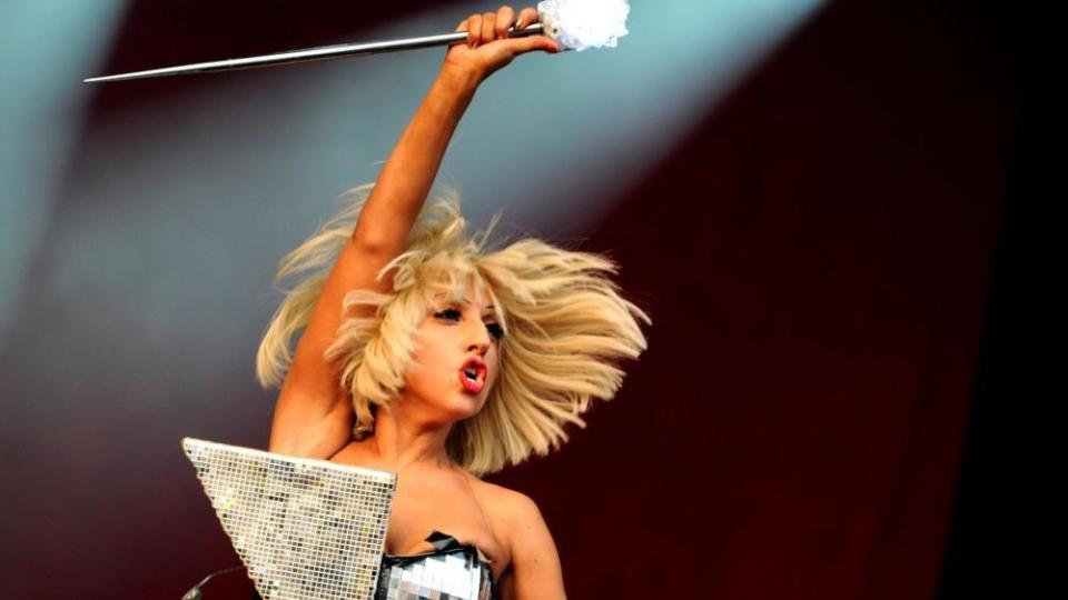 Lady Gaga on stage at Glastonbury