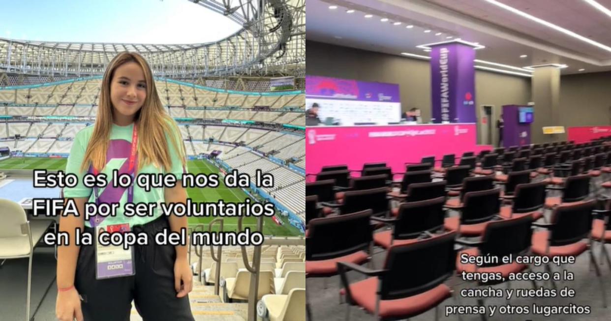 Voluntaria de Qatar 2022 muestra todos los beneficios y privilegios que tiene en el Mundial  / Foto: Captura de video TikTok vía @melibardet