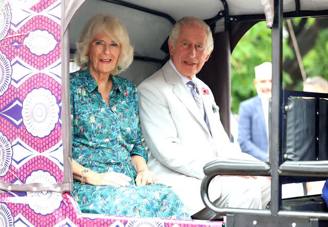 Queen Camilla and King Charles wear poppy pins in Kenya on Nov. 3, 2023