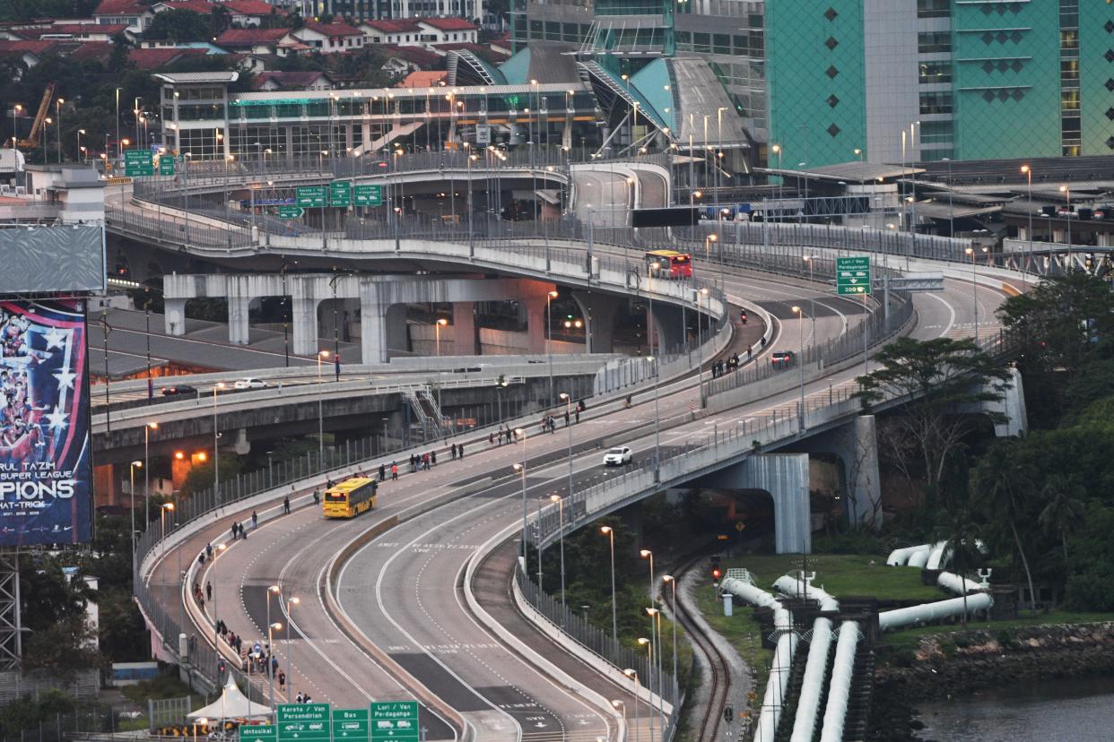 Causeway linking Singapore and Malaysia. 