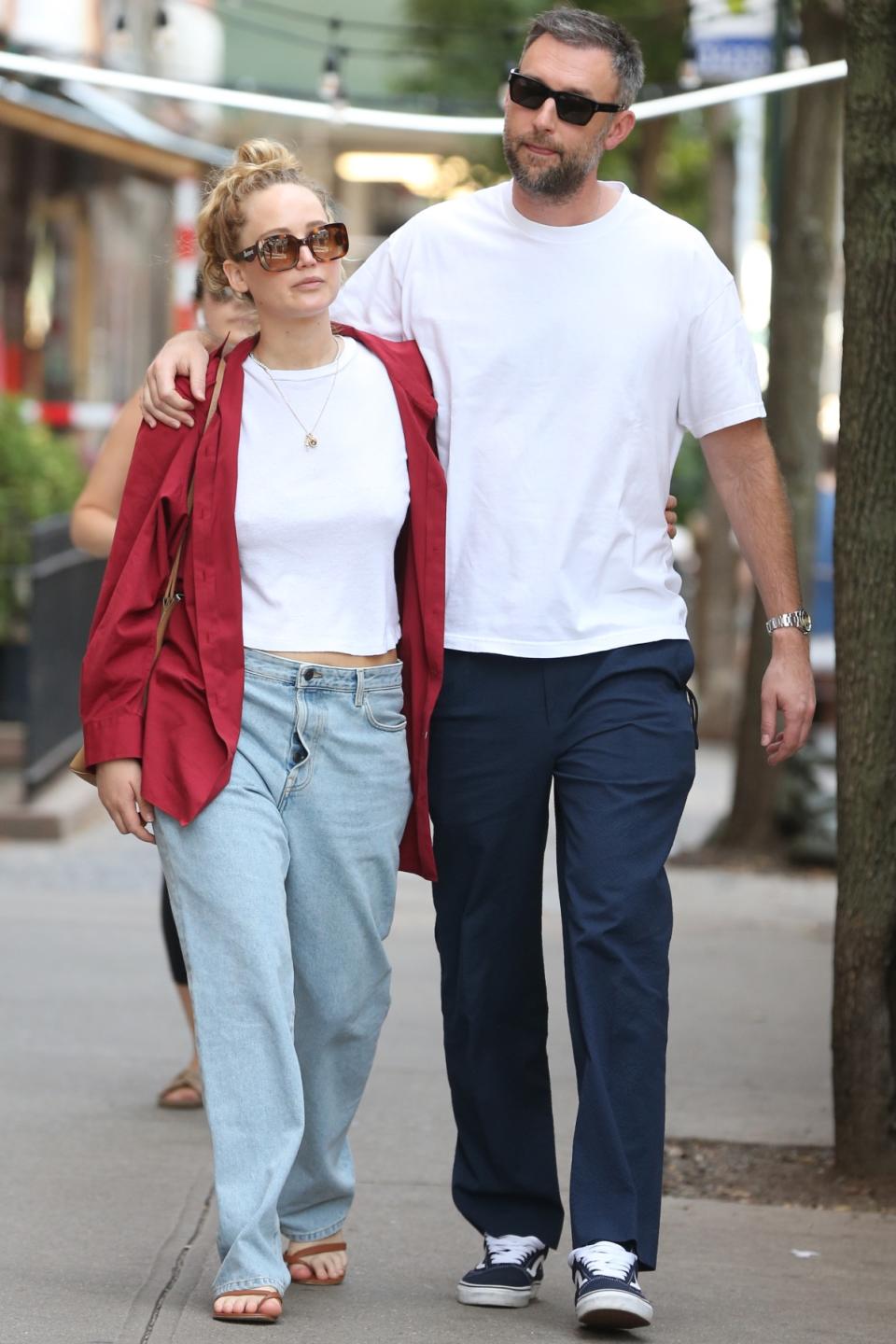 Jennifer Lawrence and Cook Maroney in NYC. - Credit: Christopher Peterson / SplashNews.com