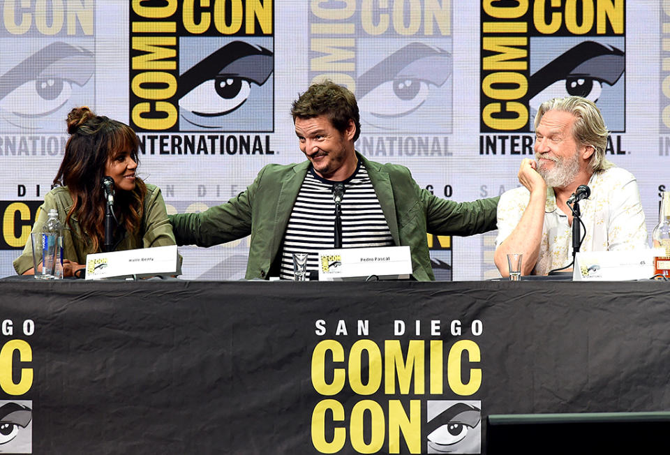 <p>Halle Berry, Pedro Pascal, and Jeff Bridges at Fox Comic-Con panel on July 20, 2017, in San Diego. (Photo: Kevin Winter/Getty Images) </p>