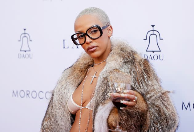 US rapper Doja Cat arrives to the Daily Front Row Fashion LA Awards 2024 at The Beverly Hills Hotel in Beverly Hills, California on April 28, 2024 (Photo by Michael Tran / AFP) (Photo by MICHAEL TRAN/AFP via Getty Images)