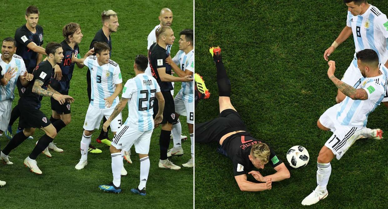 Argentina v Croatia featured 38 fouls and seven yellow cards. (Getty)