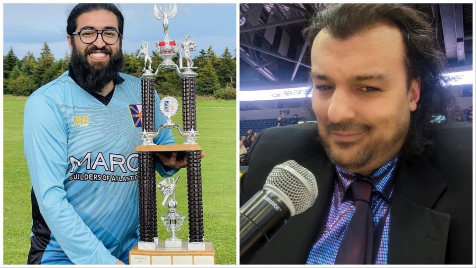 Abdullah Khalid, left, and Chris Lansdell are two members of the broadcasting team for Cricket Newfoundland and Labrador, which has been named in honour of legendary Newfoundland sportscaster Bob Cole.