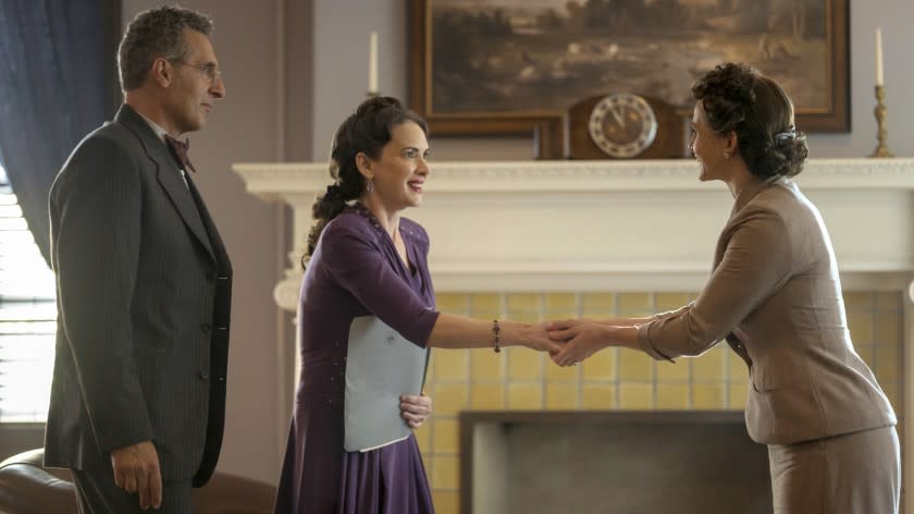 John Turturro, left, Winona Ryder and Caroline Kaplan in "The Plot Against America" on HBO.