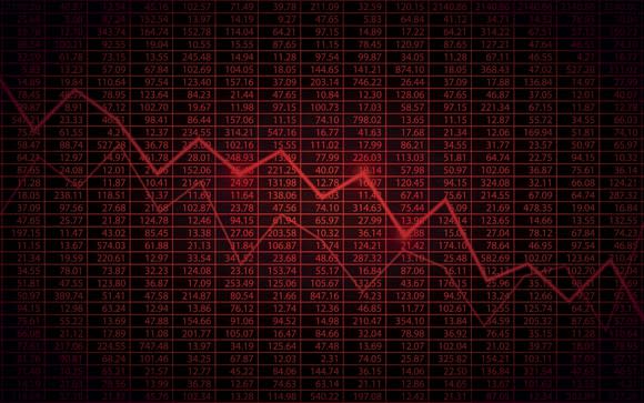 A red stock chart with the line moving down.