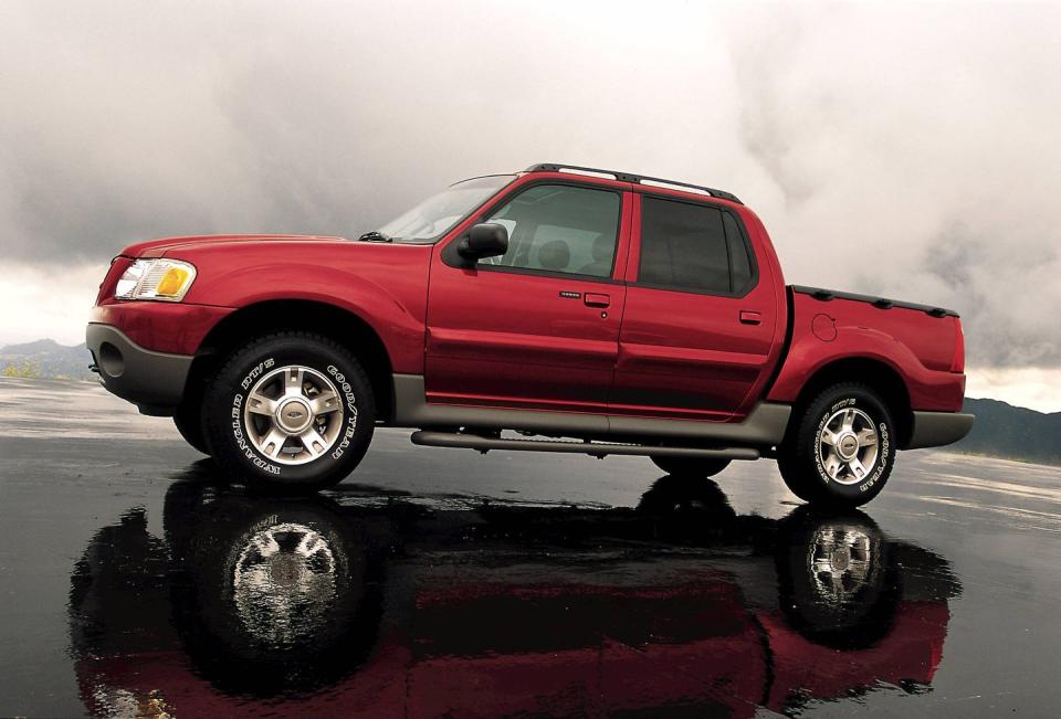 <p>Before 2002, the Explorer had been mechanically very similar to the contemporary Ford Ranger pickup truck. In a bid to offer something slightly larger and more up-market, Ford generates the somewhat redundant <a rel="nofollow noopener" href="https://www.caranddriver.com/reviews/2001-ford-explorer-sport-trac-reviews" target="_blank" data-ylk="slk:Explorer Sport Trac for 2001;elm:context_link;itc:0;sec:content-canvas" class="link ">Explorer Sport Trac for 2001</a>, a crew-cab pickup that looks like an Explorer. The composite pickup bed is unique at the time, but sadly Ford only offers the Sport Trac with the Explorer’s V-6 engine. Its position in the market is not unlike that of today's mid-size pickups, which are larger than the then-compact Ranger (which has been resurrected after a multi-year hiatus for 2019).</p>