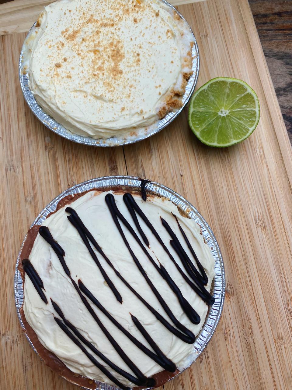 Key lime and chocolate cream ice cream pies at New City Microcreamery, available for Pi Day preorders at New City's Hudson and Cambridge locations.