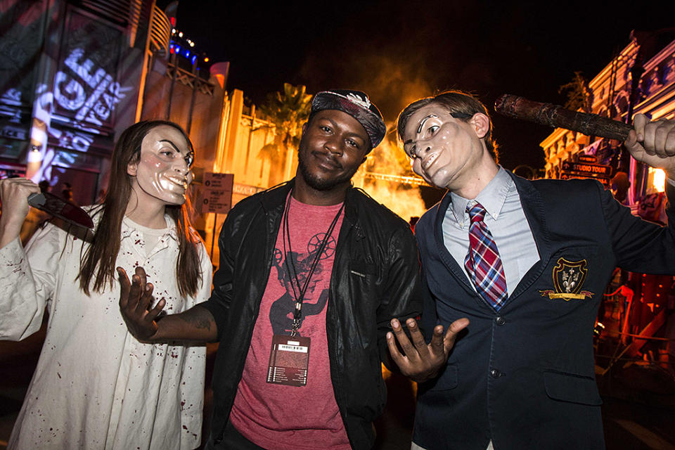 <p>It clearly takes a lot to scare <i>Purge</i> star Edwin Hodge! (Photo: Nate Weber/Universal Studios Hollywood) </p>