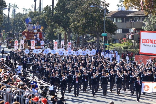 The Band Directors Marching Band, pictured here in Jan. 1, 2022, also plans to honor first responders with a performance at the World Trade Center site, on Nov. 20.