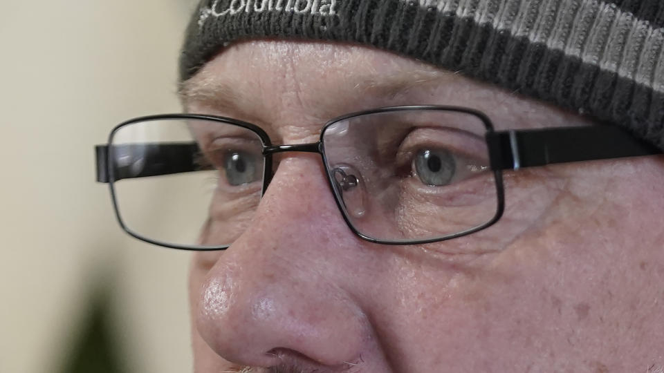 Matthew Butler, who spent 27 years in the Army, looks on during an interview on March 30, 2022, in Sandy, Utah. Butler is now one of the military veterans in several U.S. states who are helping convince conservative lawmakers to take cautious steps toward allowing the therapeutic use of hallucinogenic mushrooms and other psychedelic drugs. (AP Photo/Rick Bowmer)