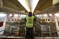 The International Committee of Red Cross (ICRC) sends cargo to Ukraine, during the coronavirus disease (COVID-19) outbreak, at Cointrin Airport in Geneva