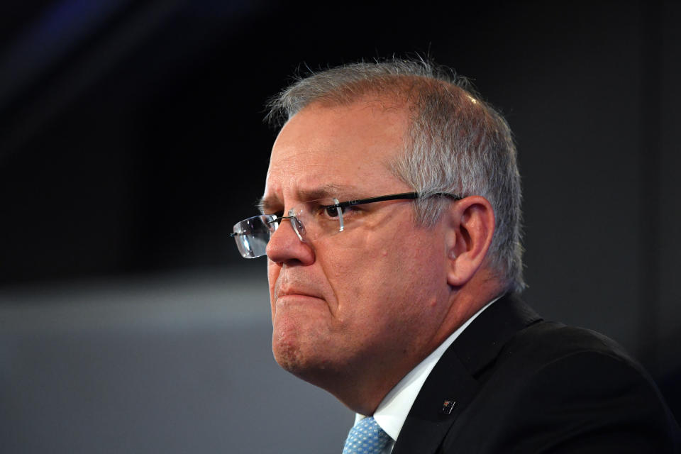 Prime Minister Scott Morrison at the National Press Club in Canberra. 