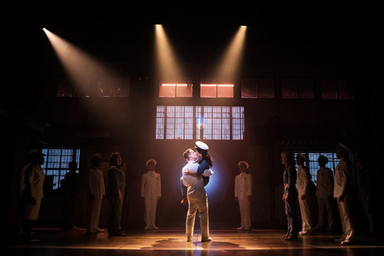 Wes Williams, Mary Nikols and the company appear in a scene from the national touring production of "An Officer and a Gentleman" that American Theatre Guild presents from June 3 to 5, 2022, at the Morris Performing Arts Center in South Bend.