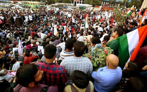 According to reports, masked mob entered the JNU university campus on Sunday night - Credit: JAGADEESH NV/EPA-EFE/REX