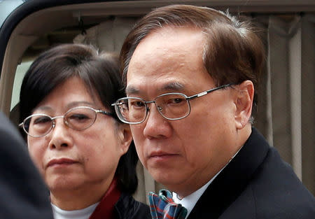 Former Hong Kong Chief Executive Donald Tsang and his wife Selina arrive the High Court in Hong Kong, China February 20, 2017. REUTERS/Bobby Yip