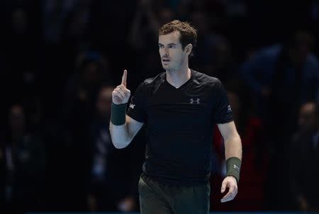 Tennis Britain - Barclays ATP World Tour Finals - O2 Arena, London - 20/11/16 Great Britain's Andy Murray celebrates winning the final Action Images via Reuters / Tony O'Brien Livepic