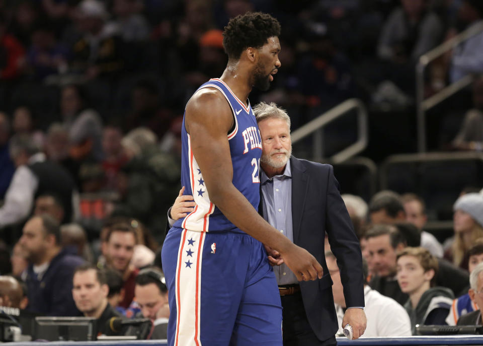 Philadelphia 76ers Brett Brown Joel Embiid.