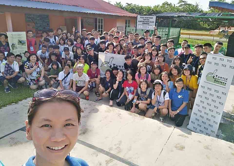 Dr Chen Pelf Nyok (foreground) with visitors of Turtle Conservation Society of Malaysia. — Picture courtesy of Facebook/ Turtle Conservation Society of Malaysia