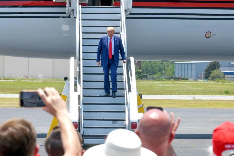President Donald J. Trump arrives at the Columbus Airport on Saturday. Darrell Roaden/Special to the Ledger-Enquirer