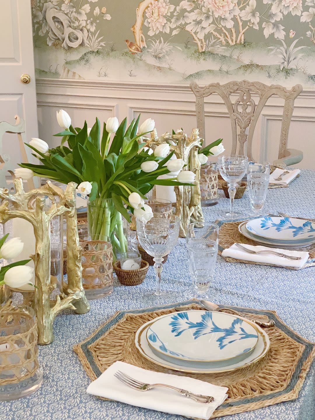 blue table setting