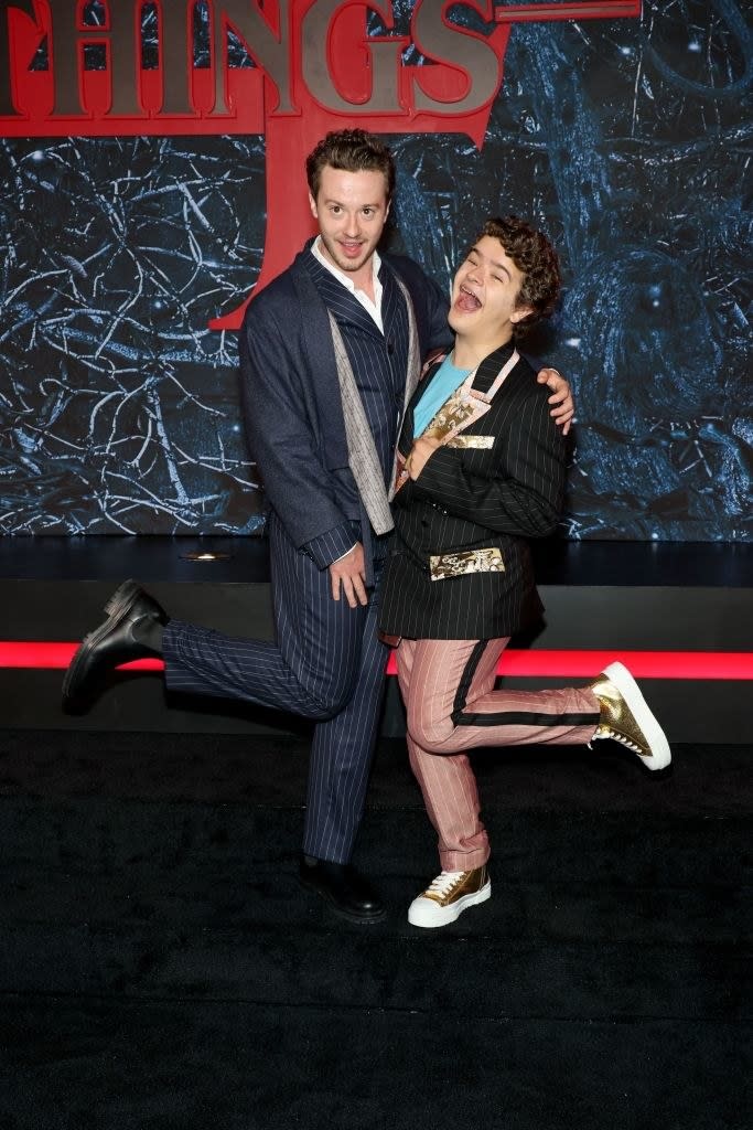 Joseph Quinn and Gaten Matarazzo attend the "Stranger Things" season 4 premiere