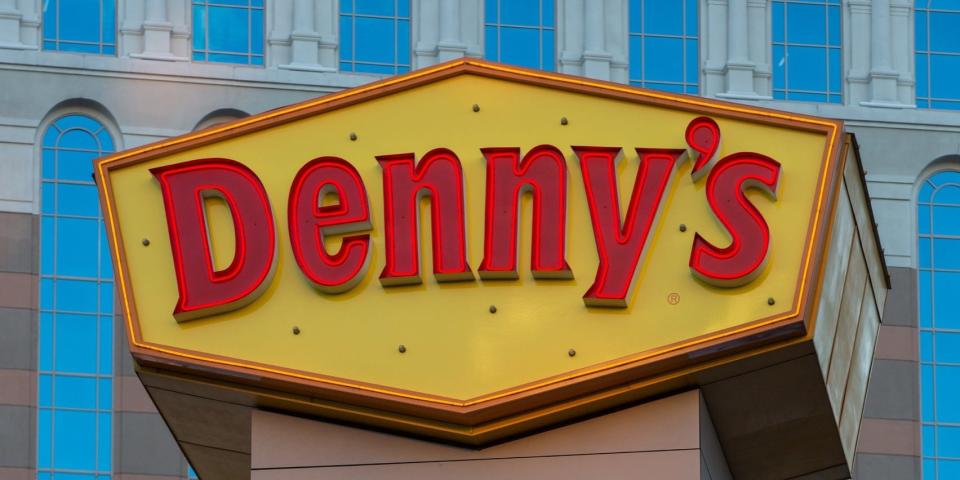 dennys LAS VEGAS, NV - MARCH 2: The exterior of a Denny's restaurant, located along the Las Vegas Strip, is viewed on March 2, 2018 in Las Vegas, Nevada. Millions of visitors from all all over the world flock to this desert city each year for the shows, the food, the gambling, and the sun. (Photo by George Rose/Getty Images)