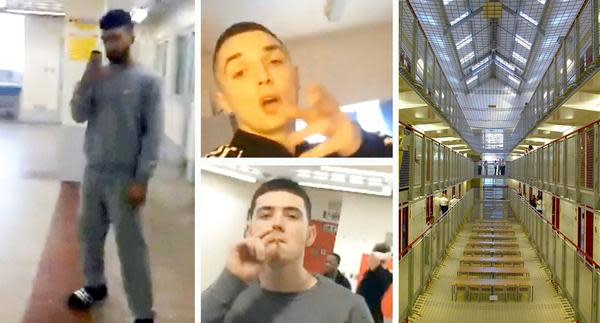 Prison lags are seen smoking drugs in the footage (SWNS)