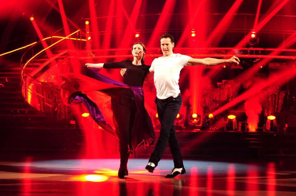 Sophie Ellis Bextor and Brendan Cole rehearse for the Strictly Come Dancing semi-finals at Elstree Studios in Hertfordshire.