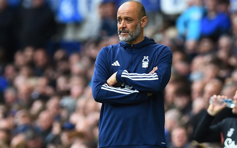 Nottingham Forest manager Nuno Espirito Santo on the sideline against Everton