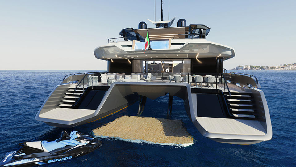 The multifunctional “high/low” platform. - Credit: Extra Yachts