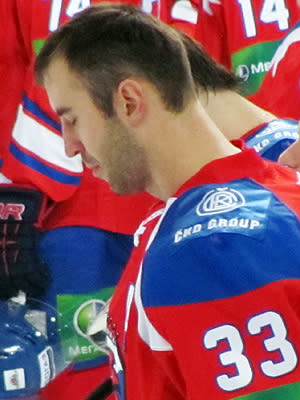 Zdeno Chara during national anthem before KHL game. (#NickInEurope)