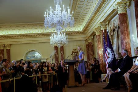 Ivanka Trump speaks at the 2017 Trafficking in Persons Report (TIP) Ceremony at the State Department in Washington, U.S., June 27, 2017. REUTERS/Yuri Gripas