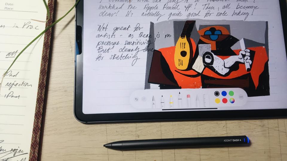 A tablet and the Adonit Dash 4, one of the best Apple Pencil alternatives