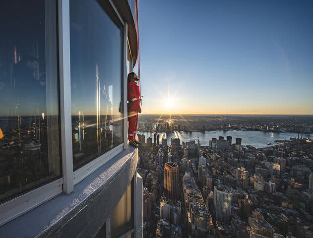 <p>Renan Ozturk</p> Jared Leto climbing the Empire State Building.